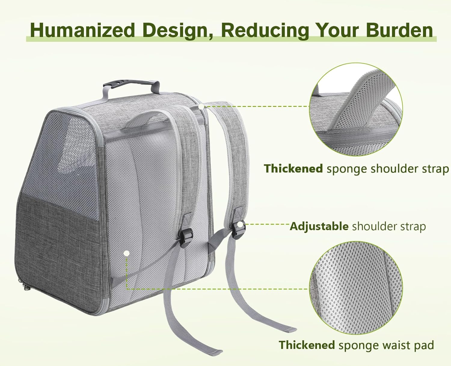 Pet Backpack Carrier for Cats and Small Dogs - Ideal for Travel, Hiking, and Outdoor Activities - Light Gray